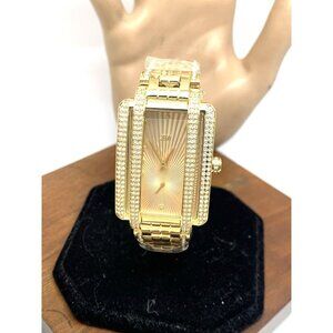 JBW Women's Watch J6358B Mink Swiss Quartz Gold Dial Rectangle Crystals Steel